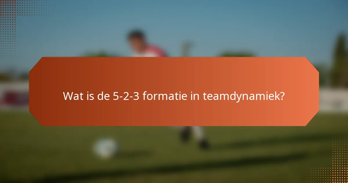 Wat is de 5-2-3 formatie in teamdynamiek?